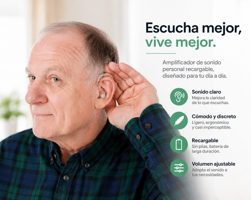 Audífono amplificador recargable